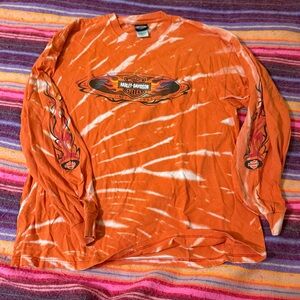 Harley-Davidson Tie-Dye Orange Long Sleeve Tee